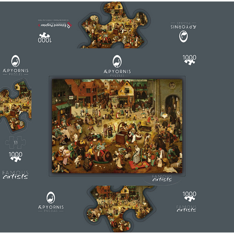 The Fight between Carnival and Lent, 1559, by Pieter Bruegel the Elder 1000 Jigsaw Puzzle box 3D Modell