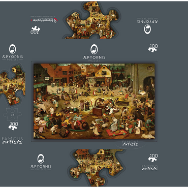 The Fight between Carnival and Lent 1559 by Pieter Bruegel the Elder 100 Jigsaw Puzzle box 3D Modell