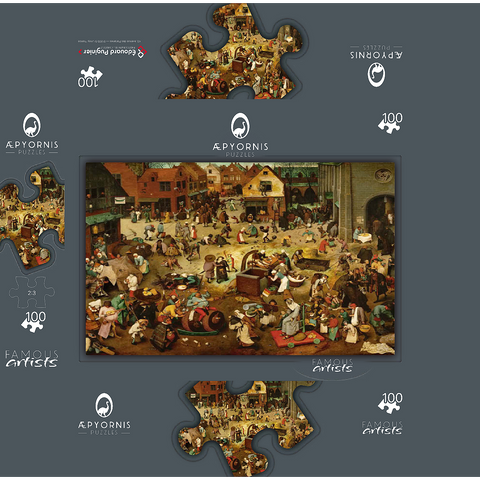 The Fight between Carnival and Lent 1559 by Pieter Bruegel the Elder 100 Jigsaw Puzzle box 3D Modell