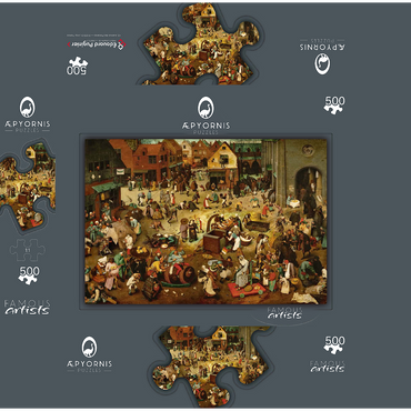 The Fight between Carnival and Lent 1559 by Pieter Bruegel the Elder 500 Jigsaw Puzzle box 3D Modell