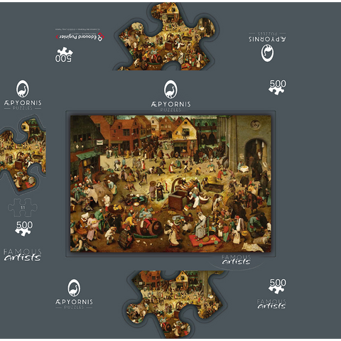 The Fight between Carnival and Lent 1559 by Pieter Bruegel the Elder 500 Jigsaw Puzzle box 3D Modell