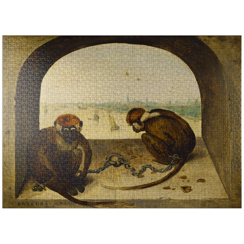 puzzleplate Two Monkeys, 1562, by Pieter Bruegel the Elder 1000 Jigsaw Puzzle