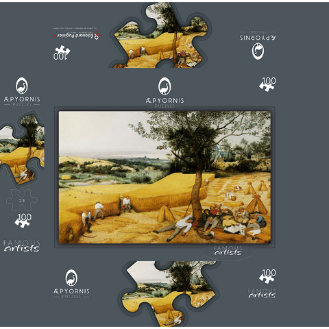 The Harvesters July-August 1565 by Pieter Bruegel the Elder 100 Jigsaw Puzzle box 3D Modell