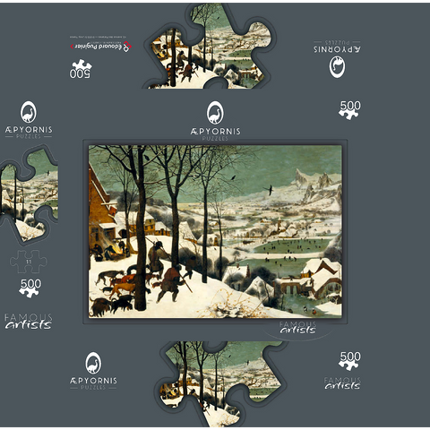 Hunters in the Snow 1565 by Pieter Bruegel the Elder 500 Jigsaw Puzzle box 3D Modell