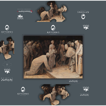Christ and the Woman taken in Adultery, 1565, by Pieter Bruegel the Elder 1000 Jigsaw Puzzle box 3D Modell