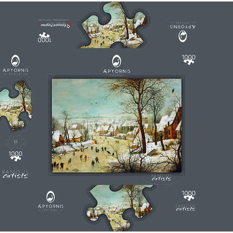 Winter Landscape with Skaters and a Bird Trap, 1565, by Pieter Bruegel the Elder 1000 Jigsaw Puzzle box 3D Modell