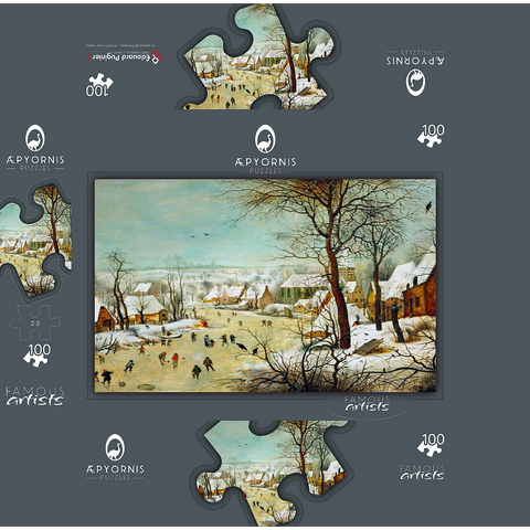 Winter Landscape with Skaters - 1565 by Pieter Bruegel the Elder 100 Jigsaw Puzzle box 3D Modell