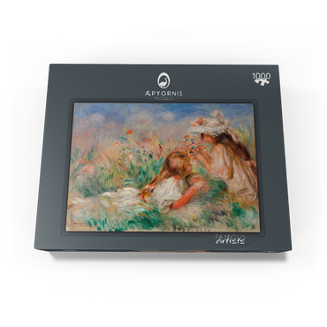 Girls in the Grass Arranging a Bouquet (Fillette couchée sur l'herbe et jeune fille arrangeant un bouquet) (1890) by Pierre-Auguste Renoir 1000 Jigsaw Puzzle box view1