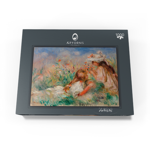 Girls in the Grass Arranging a Bouquet (Fillette couchée sur l'herbe et jeune fille arrangeant un bouquet) (1890) by Pierre-Auguste Renoir 1000 Jigsaw Puzzle box view1