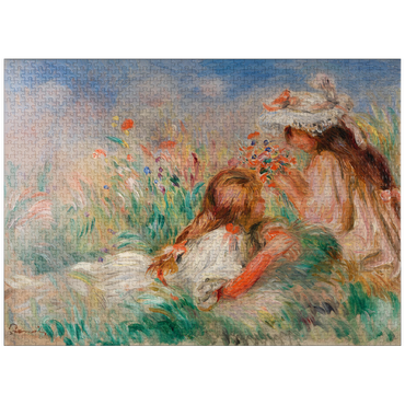 puzzleplate Girls in the Grass Arranging a Bouquet (Fillette couchée sur l'herbe et jeune fille arrangeant un bouquet) (1890) by Pierre-Auguste Renoir 1000 Jigsaw Puzzle