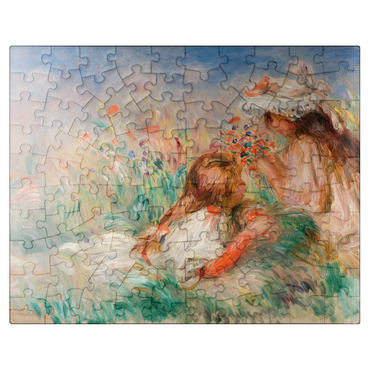 puzzleplate Girls in the Grass Arranging a Bouquet (Fillette couchée sur lherbe et jeune fille arrangeant un bouquet) 1890 by Pierre-Auguste Renoir 100 Jigsaw Puzzle