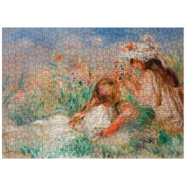 puzzleplate Girls in the Grass Arranging a Bouquet (Fillette couchée sur lherbe et jeune fille arrangeant un bouquet) 1890 by Pierre-Auguste Renoir 500 Jigsaw Puzzle