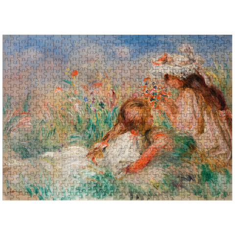 puzzleplate Girls in the Grass Arranging a Bouquet (Fillette couchée sur lherbe et jeune fille arrangeant un bouquet) 1890 by Pierre-Auguste Renoir 500 Jigsaw Puzzle