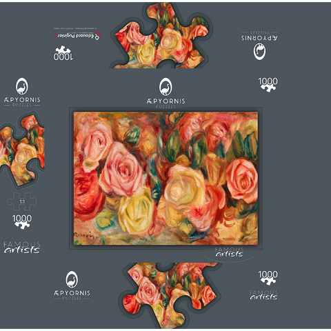 Roses (1912) by Pierre-Auguste Renoir 1000 Jigsaw Puzzle box 3D Modell