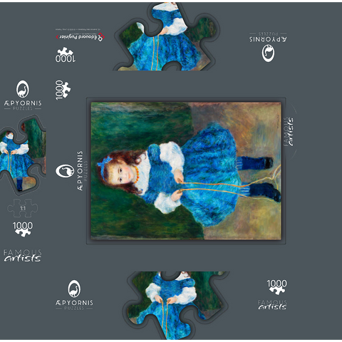 Girl with a Jump Rope (Portrait of Delphine Legrand) (1876) by Pierre-Auguste Renoir 1000 Jigsaw Puzzle box 3D Modell