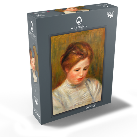 Head (Tête). Also called Etude de brodeuse (1904) by Pierre-Auguste Renoir 1000 Jigsaw Puzzle box view1