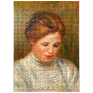 puzzleplate Head (Tête). Also called Etude de brodeuse (1904) by Pierre-Auguste Renoir 1000 Jigsaw Puzzle