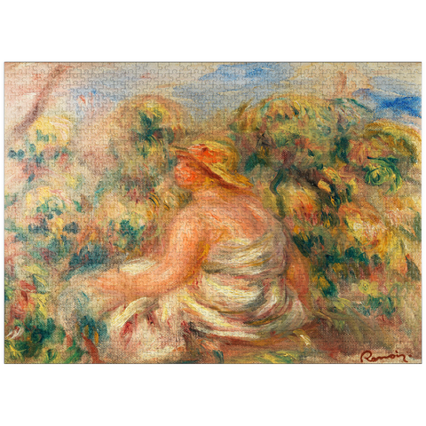 puzzleplate Woman with Hat in a Landscape (Femme avec chapeau dans un paysage) (1918) by Pierre-Auguste Renoir 1000 Jigsaw Puzzle