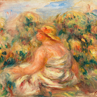 Woman with Hat in a Landscape (Femme avec chapeau dans un paysage) (1918) by Pierre-Auguste Renoir 1000 Jigsaw Puzzle 3D Modell