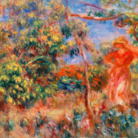 Woman in Red in a Landscape (Femme en rouge dans un paysage) (1917) by Pierre-Auguste Renoir 1000 Jigsaw Puzzle 3D Modell