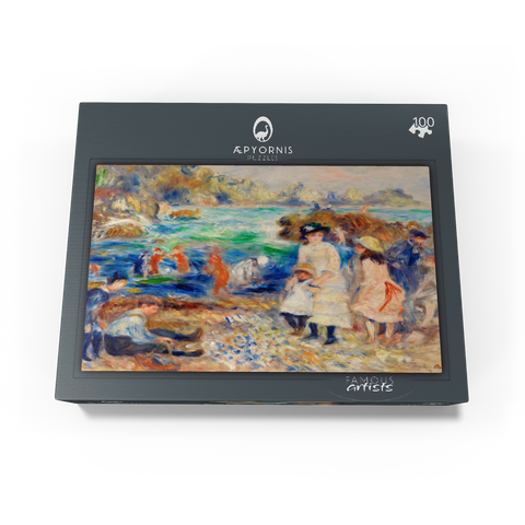 Children on the Seashore (Guernsey Enfants au bord de la mer Ã Guernesey) 1883 by Pierre-Auguste Renoir 100 Jigsaw Puzzle box view1