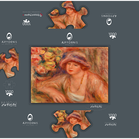 Woman Leaning (Femme accoudée) (1918) by Pierre-Auguste Renoir 1000 Jigsaw Puzzle box 3D Modell