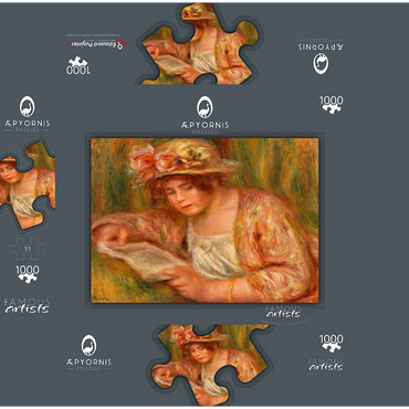Andrée in a Hat, Reading (Andrée en chapeau, lisant) (1918) by Pierre-Auguste Renoir 1000 Jigsaw Puzzle box 3D Modell