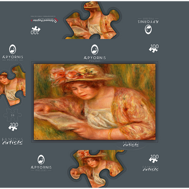 Andrée in a Hat Reading (Andrée en chapeau lisant) 1918 by Pierre-Auguste Renoir 100 Jigsaw Puzzle box 3D Modell