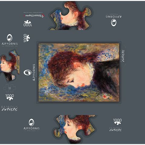 Young Woman with Rose (Jeune fille Ã la rose) (1877) by Pierre-Auguste Renoir 1000 Jigsaw Puzzle box 3D Modell