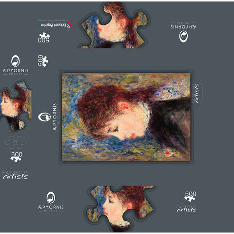 Young Woman with Rose (Jeune fille Ã la rose) 1877 by Pierre-Auguste Renoir 500 Jigsaw Puzzle box 3D Modell