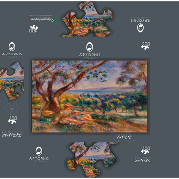 Landscape with Figures near Cagnes (Paysage avec figures environs de Cagnes) 1910 by Pierre-Auguste Renoir 100 Jigsaw Puzzle box 3D Modell