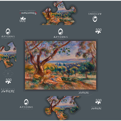 Landscape with Figures near Cagnes (Paysage avec figures environs de Cagnes) 1910 by Pierre-Auguste Renoir 500 Jigsaw Puzzle box 3D Modell