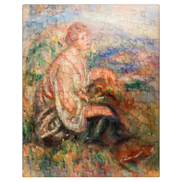 puzzleplate Woman in Tulle Blouse and Black Skirt (Femme en blouse de tulle et en jupe noire dans un paysage) 1917 by Pierre-Auguste Renoir 100 Jigsaw Puzzle