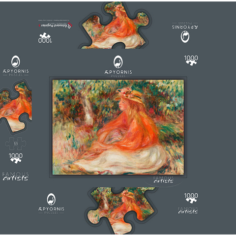 Seated Woman (Femme assise) (1910) by Pierre-Auguste Renoir 1000 Jigsaw Puzzle box 3D Modell