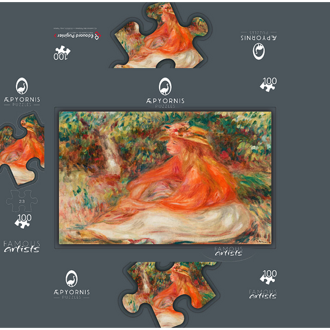 Seated Woman (Femme assise) 1910 by Pierre-Auguste Renoir 100 Jigsaw Puzzle box 3D Modell