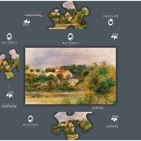 Houses in a Park (Maisons dans un parc) 1911 by Pierre-Auguste Renoir 100 Jigsaw Puzzle box 3D Modell