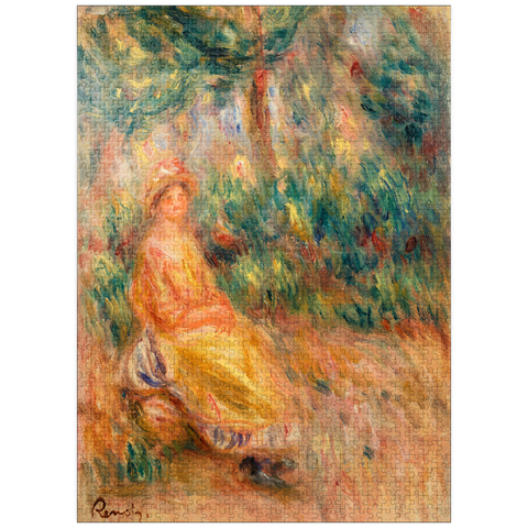 puzzleplate Woman in Pink and Yellow in a Landscape (Femme en rose et jaune dans un paysage) (1917-1919) by Pierre-Auguste Renoir 1000 Jigsaw Puzzle
