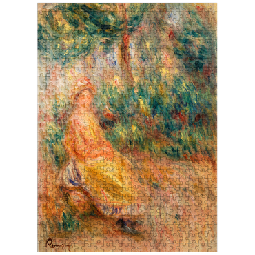 puzzleplate Woman in Pink and Yellow in a Landscape (Femme en rose et jaune dans un paysage) 1917-1919 by Pierre-Auguste Renoir 500 Jigsaw Puzzle
