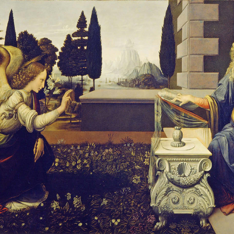Annunciation to Mary by Leonardo da Vinci 100 Jigsaw Puzzle 3D Modell