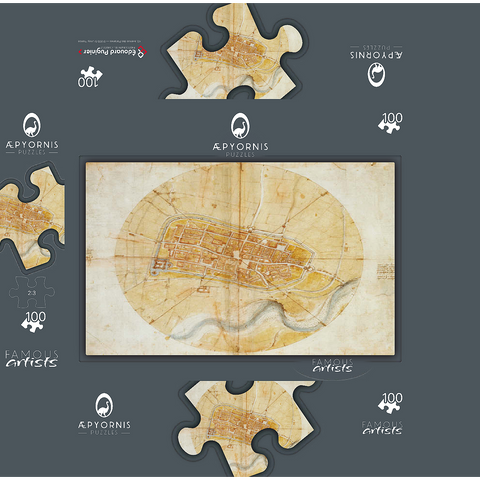 Map of Imola by Leonardo da Vinci 100 Jigsaw Puzzle box 3D Modell