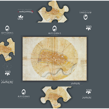 Map of Imola by Leonardo da Vinci 500 Jigsaw Puzzle box 3D Modell