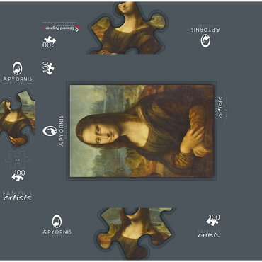 Mona Lisa - Lisa del Giocondo by Leonardo da Vinci 100 Jigsaw Puzzle box 3D Modell