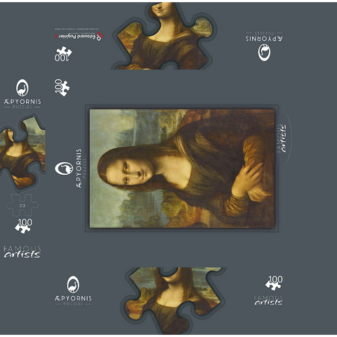 Mona Lisa - Lisa del Giocondo by Leonardo da Vinci 100 Jigsaw Puzzle box 3D Modell