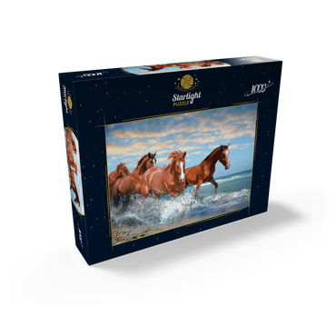 Beautiful horses running through the sea on the beach 1000 Jigsaw Puzzle box view1