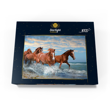 Beautiful horses running through the sea on the beach 1000 Jigsaw Puzzle box view1