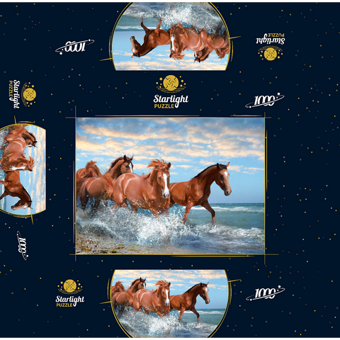 Beautiful horses running through the sea on the beach 1000 Jigsaw Puzzle box 3D Modell
