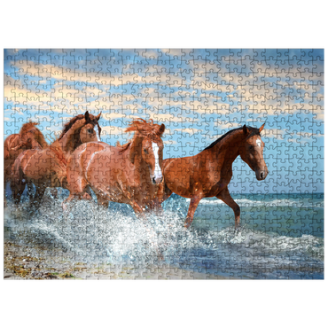 puzzleplate Beautiful Horses Running Through the Sea on a Beach 500 Jigsaw Puzzle