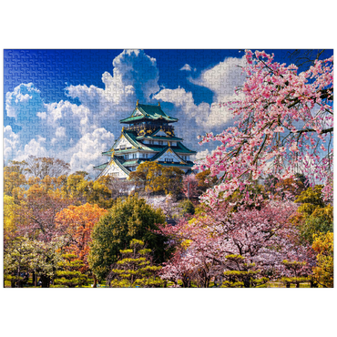 puzzleplate cherry blossoms and castle in Osaka, Japan 1000 Jigsaw Puzzle