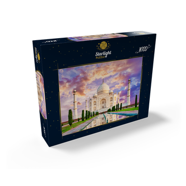 Amazing view of Taj Mahal in sunset light with reflection in water 1000 Jigsaw Puzzle box view1