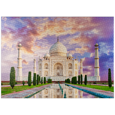 puzzleplate Amazing view of Taj Mahal in sunset light with reflection in water 1000 Jigsaw Puzzle